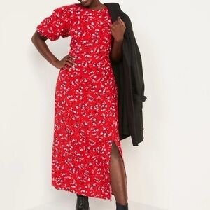 Old Navy Red Puff Sleeve Sundress